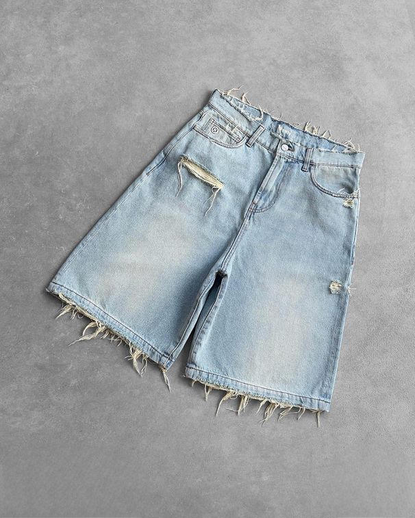 Men's Clothing Gothic Style Punk Washed Denim Shorts Men's Summer Street Hip Hop Ripped Y2k Shorts_mkmklike.com