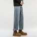New Spring Jeans Men's Harlan Loose Trendy Brand American Retro Washing Double Craft Medium Waist Large Size Youth Embroidery_mkmklike.com