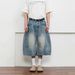 Men's Clothing Unisex Retro Washed Cracked Scimitar Cropped Jeans Loose Wide Leg Hip Hop Shorts American Street Style_mkmklike.com