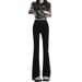 Black High-waisted Slimming Micro-flare Jeans For Women, 2025 New Spring And Autumn Slim-fit Stretchy Petite Bootcut_mkmklike.com