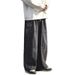 Men's Clothing Trendy Wide Leg Jeans High Street Style Loose Straight Leg Black Workwear Men's And Women's Street Style Pants_mkmklike.com