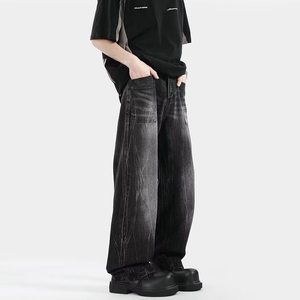 Vintage Washed Wide-Leg Jeans – Distressed Streetwear Denim For Men (S-3XL)_mkmklike.com