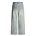 Distressed Straight-Leg Jeans For Men Loose Wide-Leg American Street Style Punk Washed Faded Vintage Design Long Pants_mkmklike.com