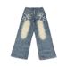 Wide Leg Jeans American Niche Animal Pigeon Pattern Loose Straight Pants_mkmklike.com