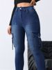 K Women's Flip Up Workwear Elastic Tight Jeans Slim Fit Casual Version Women's Jeans_mkmklike.com