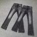 Vintage Distressed Black & Gray Flared Jeans For Men – Retro Washed Denim With Textured Finish (S-3XL, Standard Fit, Machine Washable)_mkmklike.com