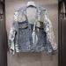 Sheer Embroidered Denim Jacket – Oversized Cropped Style With Lace Trim & UV Protection (S-XL, Light Wash, Casual-Chic Layering Essential)_mkmklike.com