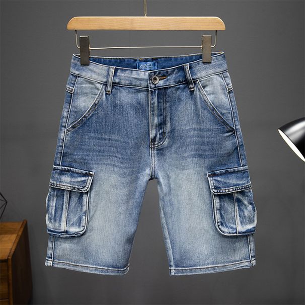 American Fashion Brand Multi Pocket Denim Shorts Men's Workwear Military Five Quarter Pants Summer Loose Plus Size Mid Length Shorts Horse Pants_mkmklike.com
