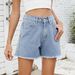Women's Washed Denim Shorts - Slimming High Waist Stretch Hot Pants Versatile Casual Distressed Jean Shorts For Women_mkmklike.com