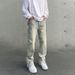 Nordmann American Style Men's Jeans Retro Distressed Zipper Slit Design Trendy Hip-Hop Straight-Leg Slightly Flared Casual Pants_mkmklike.com