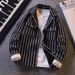 Retro Color Blocked Striped Denim Shirt, Loose And Versatile Shirt Jacket For Men_mkmklike.com