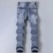 Light Blue Men's Skinny Jeans Stretchy Slim Fit Casual Fashionable Trousers_mkmklike.com