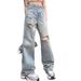 Ripped Wide-leg Jeans Women, Thin Style Summer 2026, New High-waisted Loose Slimming Floor-length Straight Pants For_mkmklike.com