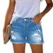 European And American Foreign Trade Cross-border High-waisted Denim Shorts For Women, Summer 2025 New Style, Ripped,_mkmklike.com