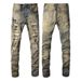 Suitable For All Seasons High Street Clothing Denim Embroidery Jeans Ripped Retro Distressed Slim Fit Men's Pants 6611_mkmklike.com