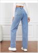 High Waist Women's Light Blue Jeans Loose Wide Leg Straight Pants Large Size Casual Cotton Denim For Girls_mkmklike.com