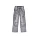 Men's Cargo Jogger Jeans With Multiple Pockets, Streetwear Hip Hop Style, Comfort Stretch Denim, Straight Leg, High Waist, Washed Gray_mkmklike.com