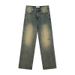 Nordmann European And American Style Retro Washed Vintage Jeans For Men, Ins Trendy Brand, Loose Straight High Street Wide-Leg_mkmklike.com