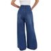 25 Cross-border Smx Jeans, Loose Wide-leg, Popular Floor-length Flared Pants, High-waisted Trendy Slimming Dark Blue_mkmklike.com