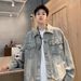 Washed Denim For Men's Spring Autumn 2025 New Style Trendy Ripped Hole And Handsome Casual Jacket_mkmklike.com