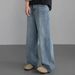 Retro Washed Loose Fit Straight Leg Jeans Midweight Softener Stretch Blue Jeans for Men And Women Perfect for Spring_mkmklike.com