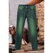 Men's Slim Fit Jeans Emerald Green Washed Casual Versatile Trousers Spring Fashion Elastic_mkmklike.com