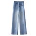 Light Blue Rhinestone Embroidered Straight-leg Jeans For Women, Spring And Autumn 2026 New High-waisted Slim-fit Narrow_mkmklike.com