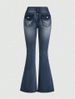 Women's Flared Jeans With Embroidery – Vintage-Inspired Bootcut Denim Pants For Casual & Streetwear_mkmklike.com