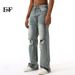 EF JEANS | 2024 Four Seasons New Product Street Wind Wear Broken Holes Old Retro Micro-pull Jeans Tide_mkmklike.com