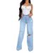 Women's Cross Border Trade Wish Washed Casual Straight Leg Jeans Loose Trendy Long Pants Spring Autumn Style in Stock_mkmklike.com