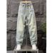 Men's Clothing Retro Washed Embroidered Jeans High Street Trendy Loose Straight Leg Wide Leg Trousers Floor Length_mkmklike.com
