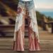 Women's Retro Print High-Waisted Slimming Jeans Faux Denim Style Comfortable Casual Leg Lengthening Effect_mkmklike.com
