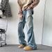 Men's Western Hip Hop Gradient Pleated Pants High-End Feel American Vibe Trendy Jeans_mkmklike.com