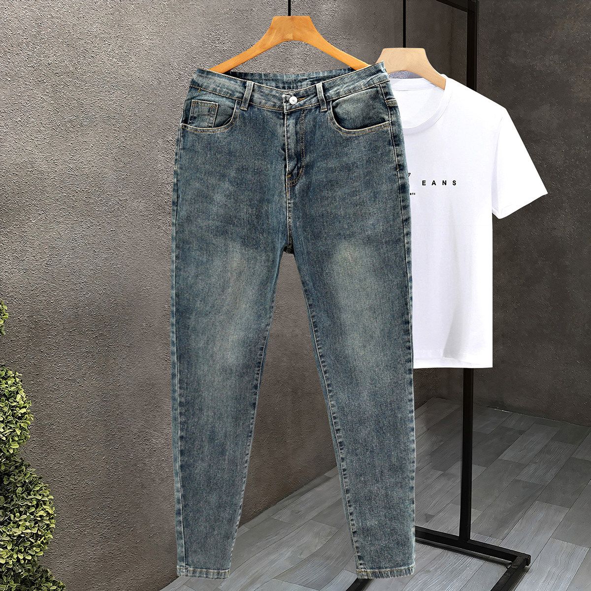 Men's Clothing Men's Slim Fit Cropped Jeans Trendy Brand Washed Ripped Spring Thin For Formal & Casual Casual Pants_mkmklike.com
