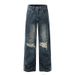 American Vintage Dirty Dye Waste Land Style Ripped Wide-Leg Jeans Unisex Patchwork Design Draped Floor-Length Pants For_mkmklike.com
