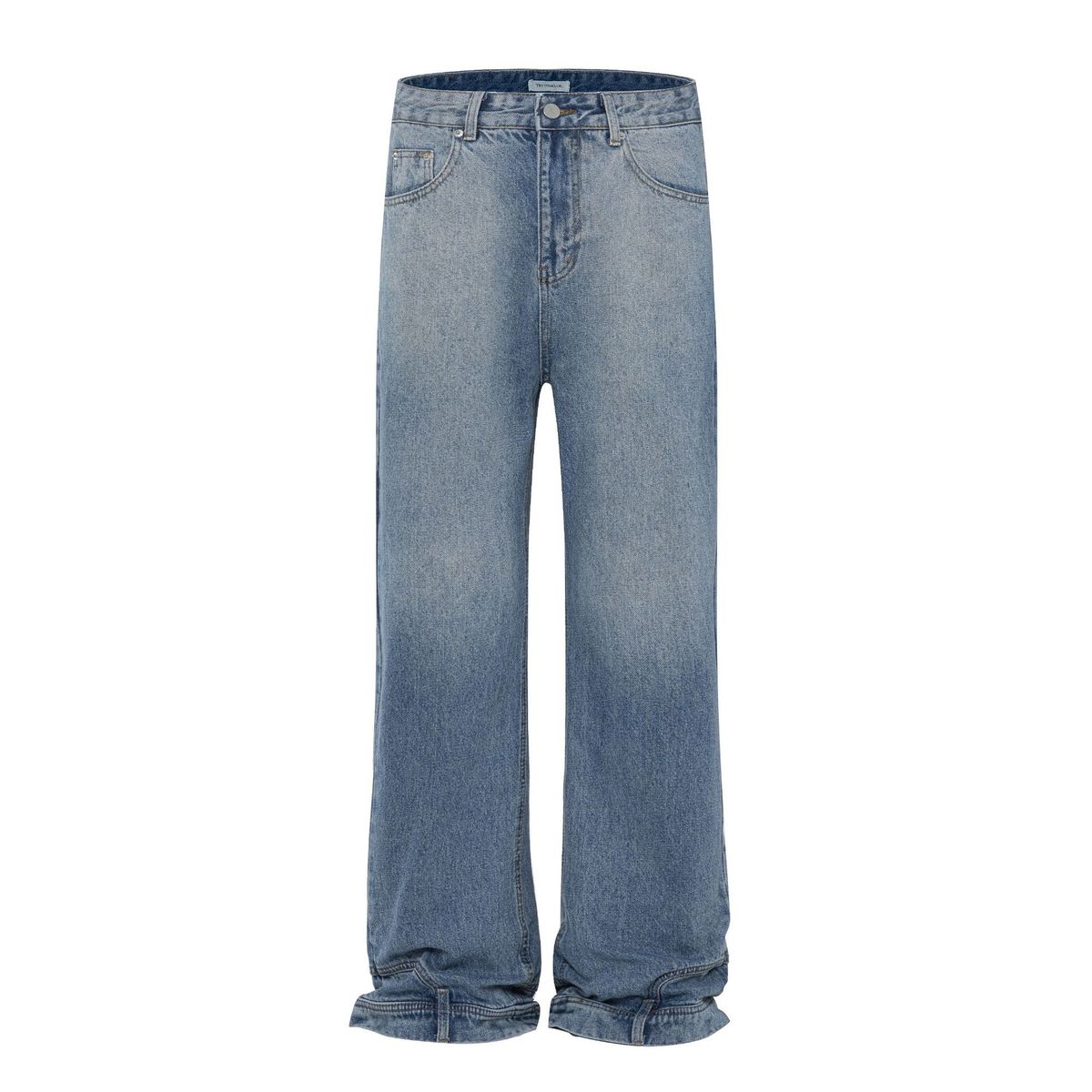 Men's Clothing Designer Niche Washed Black Straight Wide Leg Pants. Inverted Jeans_mkmklike.com