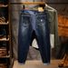 Factory Direct Supply Of New Men's Jeans Lace-up Drawstring Elastic Harlan Pants Men's Heavy Industry Washed Large Size Jeans_mkmklike.com