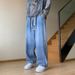 Men's Relaxed Fit Washed Denim Jeans Straight Leg High Street Vintage Pants with Slight Stretch Oversized Comfort for Teen Boys plus Size_mkmklike.com