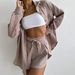 Women's Clothing new arrival lapel loose shirt high waist shorts two piece fashion casual suit_mkmklike.com