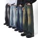 Men's Clothing Four Seasons Running Style A Type Straight Jeans Men's Fashion Brand Loose Wide Leg Mopping Long Pants_mkmklike.com