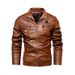 Men's leather jacket pu leather jacket European and American motorcycle clothing fleece leather jacket men_mkmklike.com