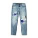 Men's Clothing Slim Fit Straight Leg Jeans Korean Style Embroidered Print Trendy Retro Washed American Pants_mkmklike.com