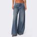 Classic Color Loose Wide Leg Fashionable Printed Denim Pants For Women_mkmklike.com