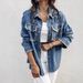 Beaded Contrast Denim Jacket – Long Sleeve Vintage Workwear With Embellished Details (S-XL, Classic Blue Washed)_mkmklike.com