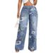 Spring Summer New Women's Button up Front Pocket Printed Casual Jeans Denim Export Style 2026_mkmklike.com
