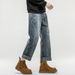 New Spring Jeans Men's Harlan Loose Trendy Brand American Retro Washed Double Craft Medium Waist Large Size Youth_mkmklike.com
