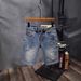 Blue Vintage Summer Men's Denim Five-Point Embroidered Scratched Washed Trendy Versatile Stretch Shorts_mkmklike.com