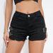 Women's Clothing High Waist Sexy Hole Elastic Plus Size Casual Pants Denim Shorts Jeans_mkmklike.com