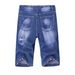 Men's Distressed Denim Shorts Casual Summer Straight Fit with Random Patches Teens And Young Adults_mkmklike.com