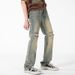 LKTM Men's Wear # American Style Distressed Yellow Mud Blue Ripped Jeans Men's High Street Trendy Brand Loose Casual Be1_mkmklike.com